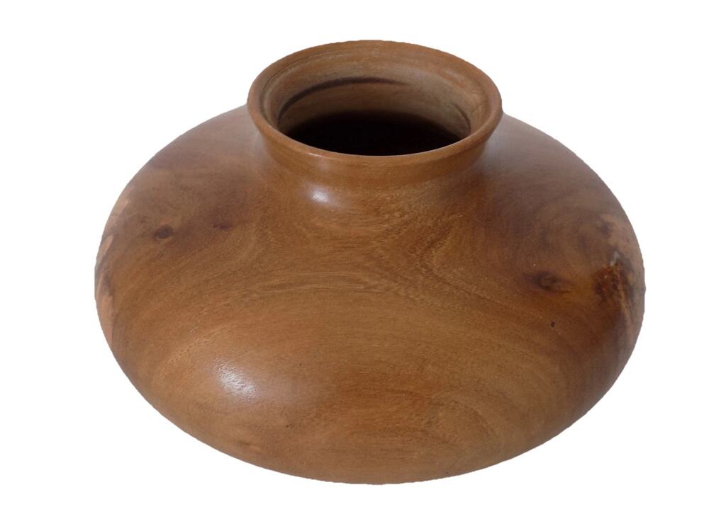 Handcrafted butternut turned art wood vase signed Bill Jones 2007